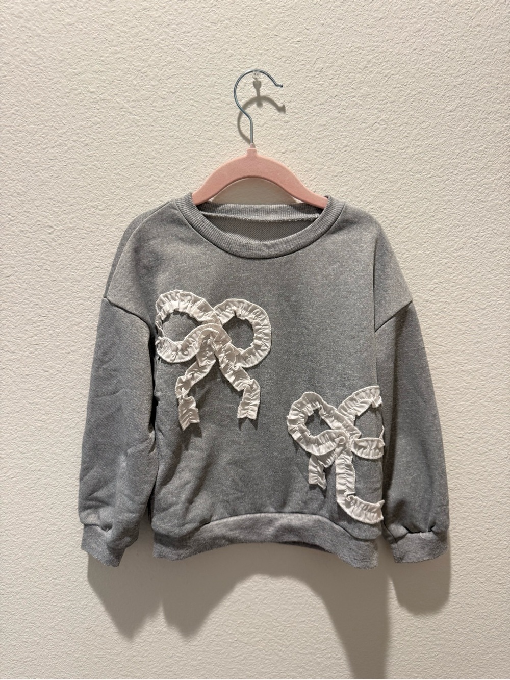 SHEIN Grey Sweatshirt with White Ruffle Bows